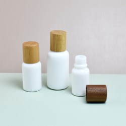 Opal White Glass Bottle with Wooden Cap